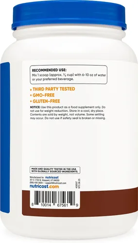 Vista 4 de Nutricost Proteína de suero de leche alimentada con pasto (chocolate) 2 libras, sin OMG, sin gluten, sabores naturales