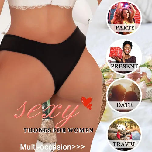 Vista 3 de Tanga en T para mujer, bragas de cintura baja, ropa interior sexy