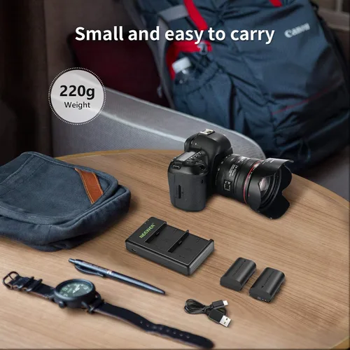 Vista 8 de NEEWER Juego de batería y cargador de repuesto para LP-E6NH, compatible con Canon EOS R7, R5, R6, 5D II, 6D, 7D, 70D, 80D, 90D, 2 baterías de 2250