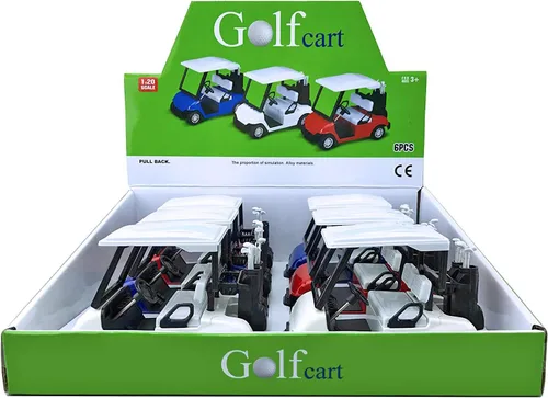 Vista 7 de 6 Pack Bundle: 4 ½ "Carrito de golf Modelo de metal fundido Juguete Vehículo (Rojo/Blanco/Azul)