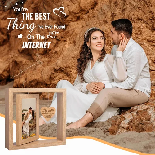 Vista 7 de Marco de fotos con texto en inglés "You're The Best Thing I've Ever Found on the Internet", marcos de fotos románticos para parejas, regalos