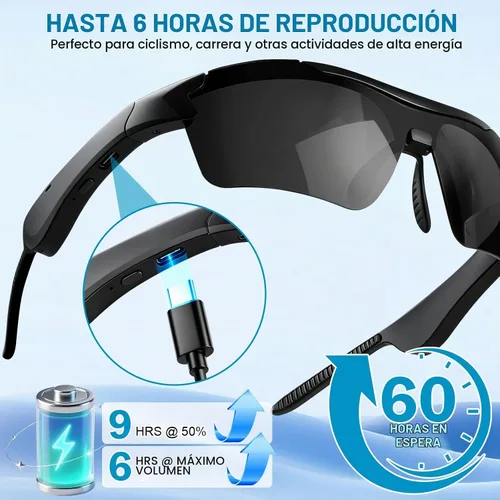Vista 4 de Gafas de sol Bluetooth, gafas deportivas polarizadas con altavoces