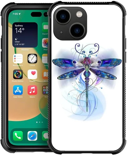 Vista 51 de ZHEGAILIAN Funda compatible con iPhone 14, funda de munición AK 47, parte trasera de vidrio templado+funda protectora de TPU de silicona suave