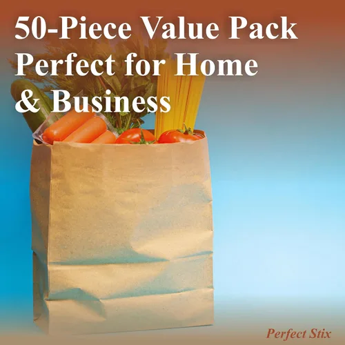 Vista 5 de Perfect Stix Bolsas de compras de papel kraft marrón de 52 libras, paquete de 50