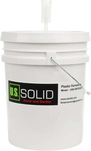 Vista 3 de U.S. Solid Fermentador de plástico – Cubo de fermentación de grado alimenticio de 5 galones fermentador de elaboración casera con espita y esclusa