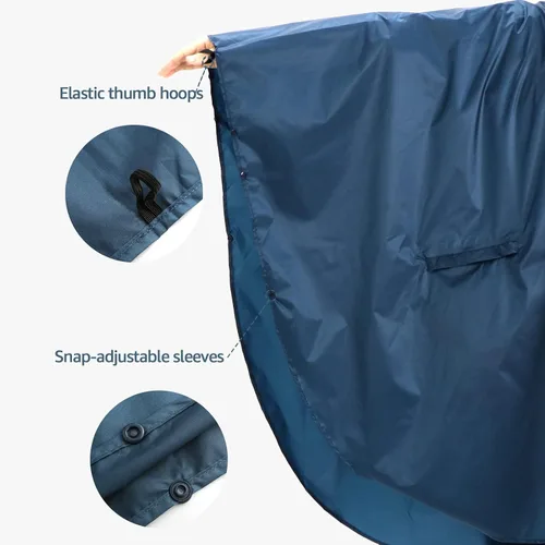 Vista 5 de Anyoo Poncho de lluvia impermeable, ligero, reutilizable, con capucha, para actividades al aire libre