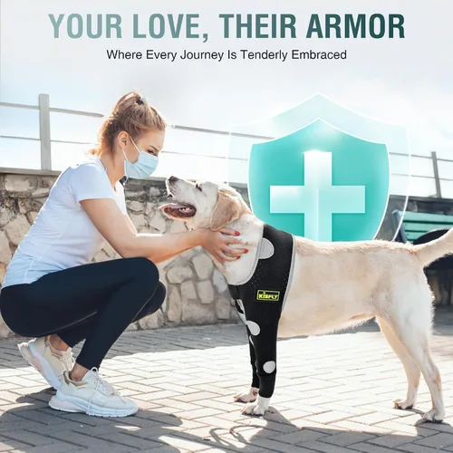 Vista 6 de Codera para perro y pierna delantera para perro para dejar de lamer, protector de codo de perro y coderas de higroma para perros, mangas