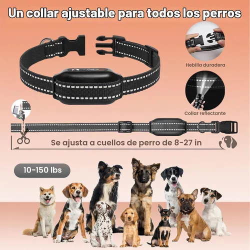 Vista 6 de Collar de entrenamiento para perros sin golpes con control remoto de 3300 pies, collar de perro vibratorio humano, 3 modos ultrasónico, pitido