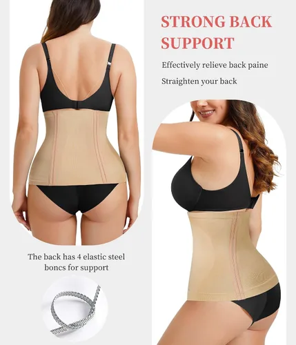 Vista 4 de AOSBOEI Faja moldeadora de cintura con control de abdomen, faja moldeadora de cuerpo, cinturón de recuperación posparto, banda para el vientre