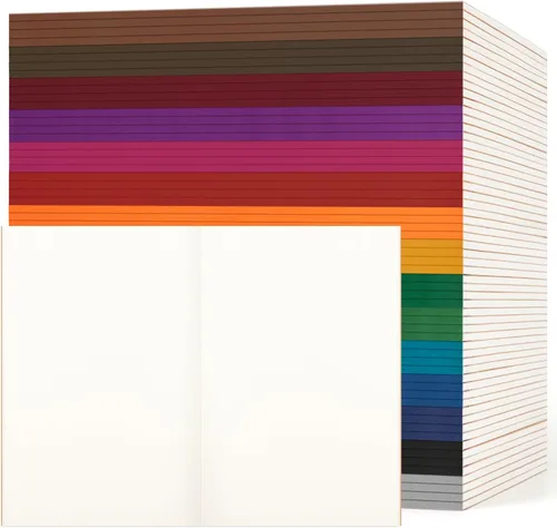 Vista 9 de Paquete de 30 cuadernos en blanco a granel, cuaderno de composición de papel A5 sin forro, 8.3 x 5.5 pulgadas, cubierta de papel kraft con espinas
