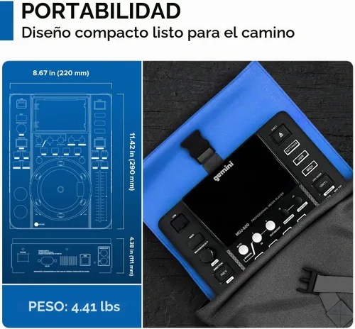Vista 5 de Gemini Sound MDJ-500 - Reproductor de medios profesional para DJ, diseño compacto con rendimiento completo de funciones, compatible con Virtual DJ