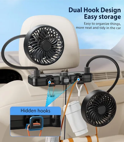 Vista 6 de Ventilador USB de manguera 360 para asiento de coche, bebé, niños Negro