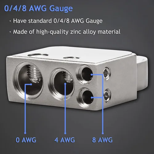 Vista 3 de Conectores de terminal de batería de coche con voltímetro, abrazaderas de poste superior y cuñas de calibre 0/4/8 AWG de alta resistencia para audio