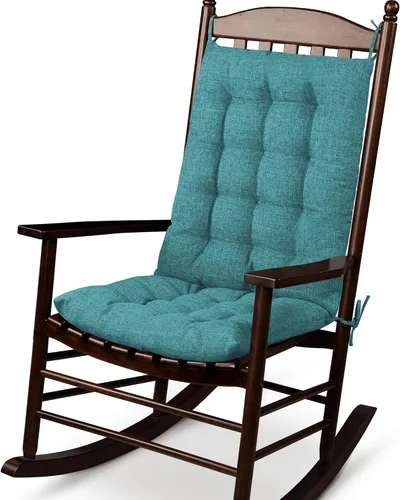 Vista 7 de ELFJOY Cojines para silla mecedora, respaldo alto y cojín de asiento, color Lino Azul