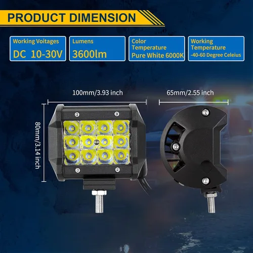 Vista 2 de AUXTINGS 2 unids 4 pulgadas 36 W triple fila 7D lente Spot LED barra de luz LED impermeable trabajo buceo luces para todoterreno Jeep ATV AWD SUV