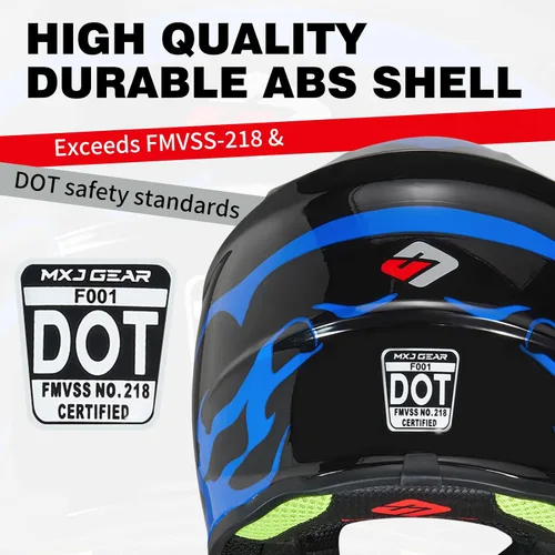 Vista 8 de Casco de Bicicleta de Tierra para Jóvenes Niños para Niños y Niñas, F001 Casco de Motocicleta de Cara Completa para Todoterreno ATV Conducción