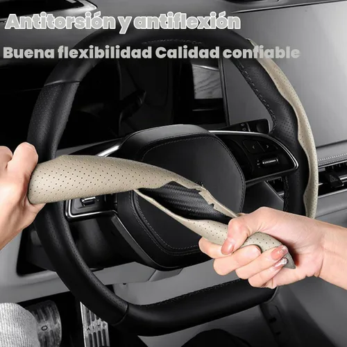 Vista 3 de LoyaForba Funda para volante de automóvil de 15 pulgadas, segmentada, beige