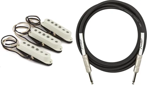 Vista 21 de Fender Paquete de pastillas Stratocaster silenciosas Gen 4 con cable de instrumento