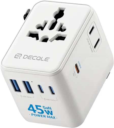 Vista 14 de Adaptador de viaje universal, adaptador de enchufe de viaje internacional con 2 puertos USB-C y 2 puertos USB-A, con toma de corriente AC adicional