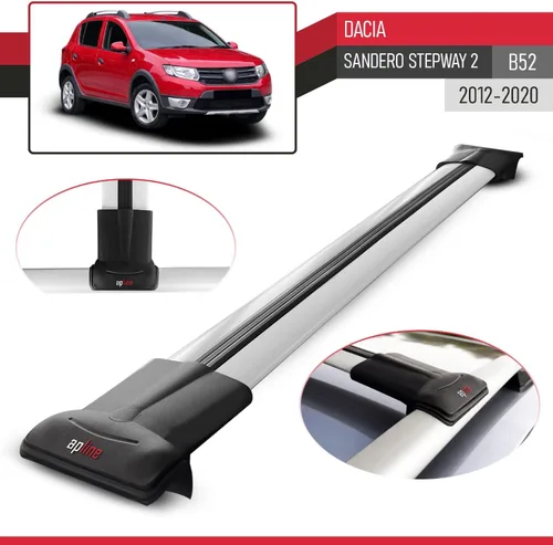 Vista 3 de Compatible con Dacia Sandero STEPWAY 2012-2020 Barra transversal para techo de coche, modelo gris