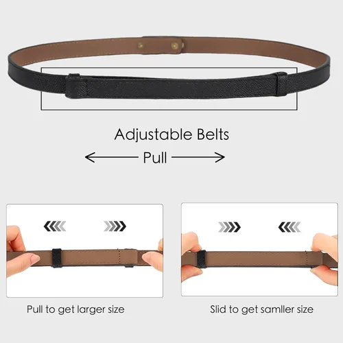 Vista 46 de Cinturón de cuero clásico con hebilla de metal para mujer con vestido de jeans