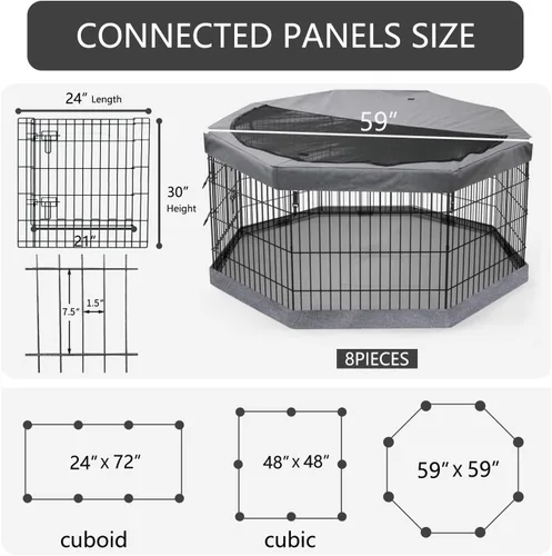 Vista 66 de PETIME - Corral plegable de metal para ejercicio de perros/Parque de juegos para cachorros con 8 paneles para interior/exterior, valla de patio