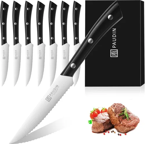 Vista 9 de PAUDIN Cuchillo de pelar, cuchillo de fruta de 3.5 pulgadas, cuchillo de pelar forjado de acero inoxidable de alto carbono 5Cr15Mov, cuchillo