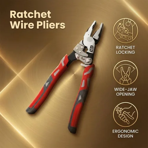 Vista 2 de Locking Pliers 9" Ratcheting Grip for Electrical & Garage Work，1-PC
