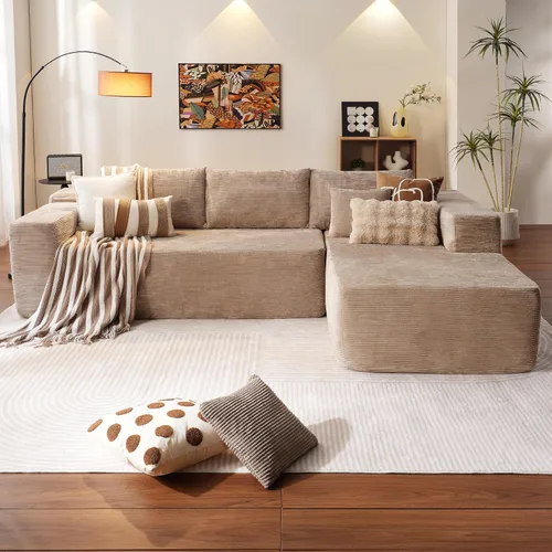 Vista 23 de ovios Sofá seccional Cloud de 96 pulgadas con chaise en forma de L, sofá modular moderno con asiento profundo, sofás tapizados para sala de estar