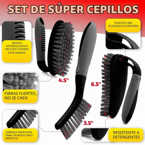 Vista 2 de Juego de 6 cepillos de limpieza con escobilla de ducha con escobilla para vidrio de ducha y ganchos adhesivos de pared, incluyendo cepillo limpiador