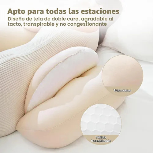 Vista 4 de Almohada de embarazo para dormir, almohada de maternidad portátil de doble cara, vientre, cadera, soporte de espalda para mujeres embarazadas