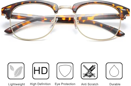 Vista 3 de AISSWZBER Gafas de lente transparente de media montura sin montura vintage