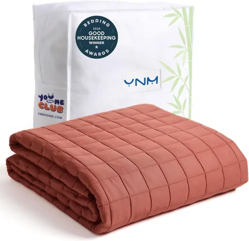 Vista 27 de YnM Manta con peso refrescante, compartimentos más pequeños con cuentas de cristal, manta de cama para una persona de 60 libras, ideal para cama