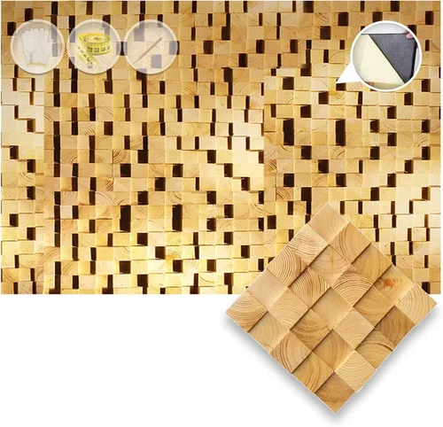 Vista 14 de 1 Panel de arte de pared de madera de Finlandia de alto grado estilo bloque estético Difusor de sonido acústico STC 27 Decoración para el hogar