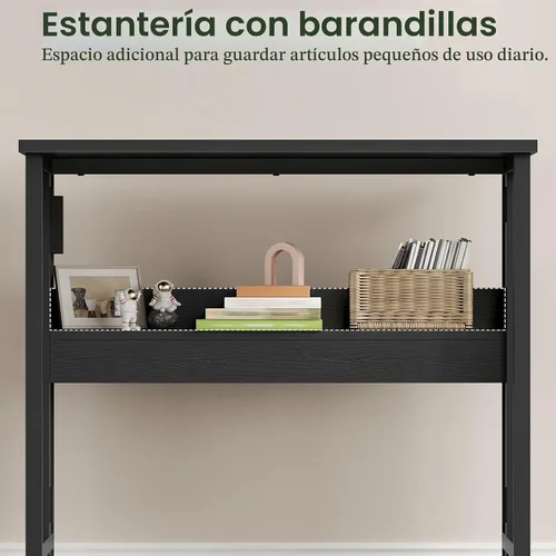 Vista 8 de CHOEZON Escritorio plegable moderno para computadora de 31.5 pulgadas con tomas de corriente, ruedas, almacenamiento, perfecto para espacios Negro