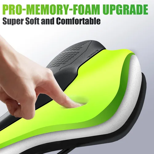 Vista 3 de RBRL Asiento de bicicleta – Cómodo cojín de asiento de bicicleta de espuma con memoria profesional con doble absorción de impactos, silla
