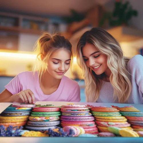 Vista 6 de Rompecabezas de 1000 piezas para adultos, rompecabezas de comida, rompecabezas de paleta de macarrón 1000 piezas, rompecabezas creativos
