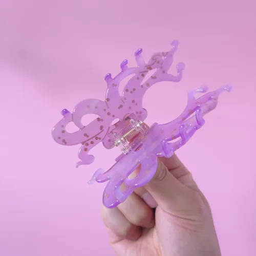Vista 3 de Pinza grande con forma de pulpo, pinza de criatura marina, pinzas de acetato para el cabello, pinzas grandes para mujeres