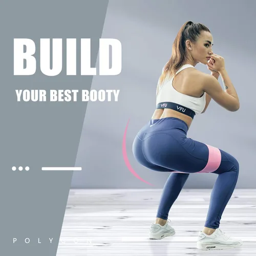 Vista 2 de Polygon Bandas de resistencia para entrenamiento, bandas de tela antideslizante para mujeres y hombres, bandas de ejercicio para piernas y glúteos