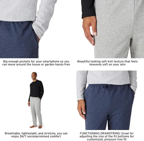 Vista 4 de Eddie Bauer Conjunto de pijama para hombre, cómodo conjunto de camisa raglán y pantalones