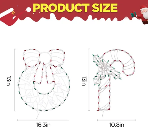 Vista 6 de Decoraciones navideñas iluminadas para ventanas, paquete de 2 luces de silueta de ventana de Navidad enchufables para Navidad, fiesta, hogar, patio