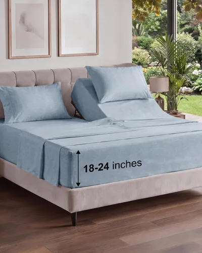 Vista 519 de Extra Deep Twin XL Sheet Set - 3 Piece College Dorm Room - White 01-Blanco
