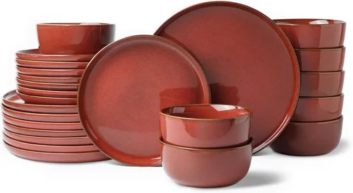 Vista 23 de Stoneware Dinnerware Sets for 8, Reactive Glaze, Beige