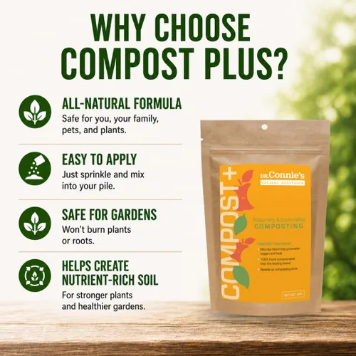 Vista 6 de Dr. Connie's Compost Plus – 100X Concentrado Starter & Accelerator Activador de microbios naturales para contenedores, vasos y pilas Aditivo