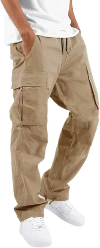 Vista 4 de Pantalones deportivos para hombre, pantalones deportivos casuales elásticos con bolsillos, pantalones cargo para hombre y hombre