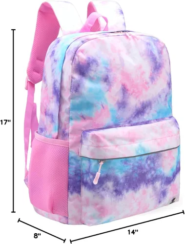 Vista 8 de Fenrici Mochila para niños, niños, mochila para la escuela, bolsas para libros con compartimento acolchado para laptop, 17 pulgadas, Rosado