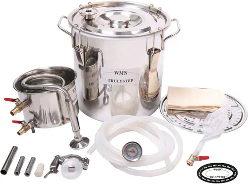 Vista 4 de DIY 2 Gal 10 litros destilador casero Kit de elaboración de vino para Moonshine Still, destilador de whisky alcohol inoxidable caldera Thumper Keg