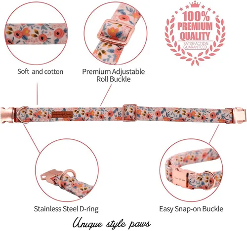 Vista 2 de Unique style paws - Collar para perros con corbatín, collar ajustable para perros y gatos, pequeño, mediano y grande