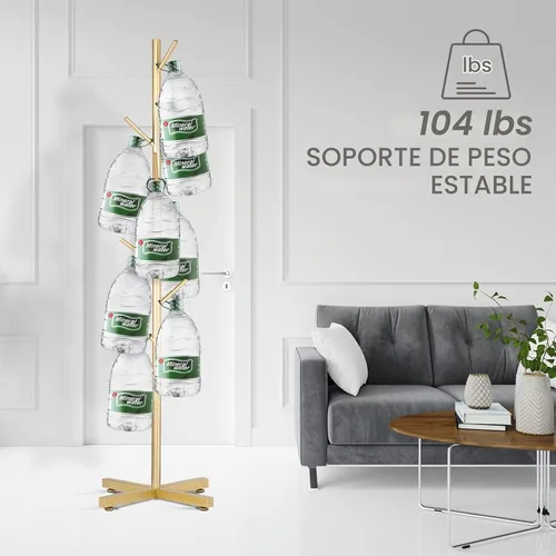 Vista 4 de Snaikor Perchero de metal, moderno perchero independiente, resistente soporte de árbol con base cruzada, percheros dorados, árbol de pasillo