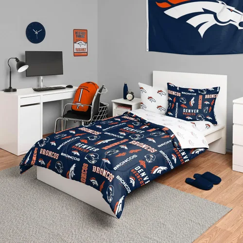 Vista 31 de FOCO Juego de ropa de cama unisex para adultos con logotipo del equipo de la NFL, sábanas y fundas de almohada, juego de ropa de cama de 5 piezas